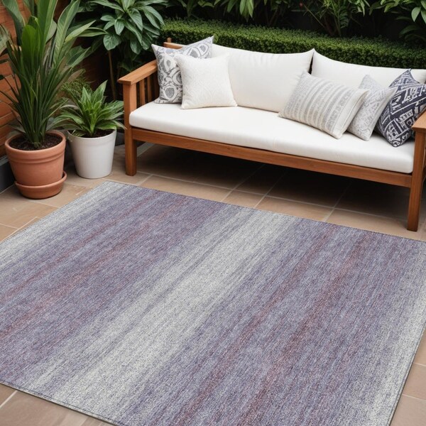 Homeroots 8' X 10' Lavender And Ivory Abstract Washable Indoor Outdoor Area Rug 599985 - main