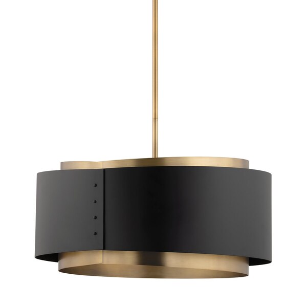 Troy Lighting Colin King X Roux 1 Light Pendant 25.25 In. Patina Brass F4413-PBR/SBK - main