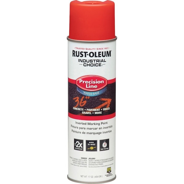 Rust-Oleum Precision Line Marking Paint, 20 oz, Safety Red, Water -Based 203038 - main