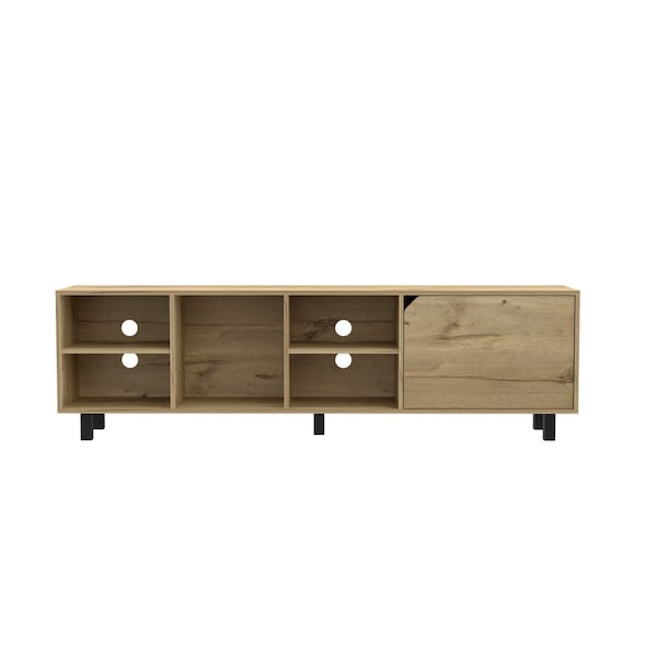 Homeroots 71in Natural Wood Enclosed and Open Storage TV Stand 478334 - main