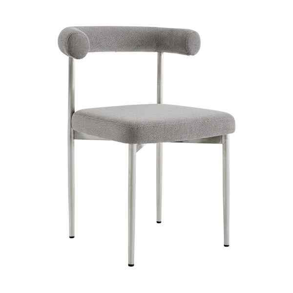 Homeroots Set of Two Gray And Silver Upholstered Polyester Open Back Dining Side Chairs 569410 - main