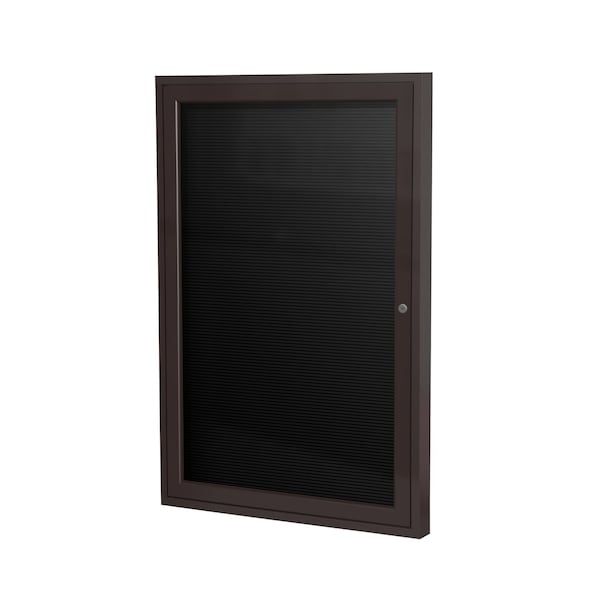 Ghent 1 Door Enclosed Flannel Letter Board, Bronze Aluminum Frame, 3'H x 2'W, Black PB13624B-BK - main