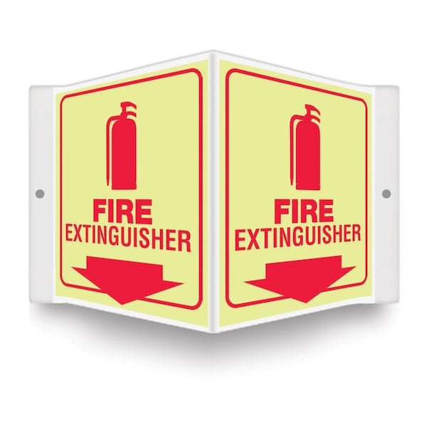 Accuform Fire Extinguisher Sign, 6X8-1/2", WHT/R PSP348 - main