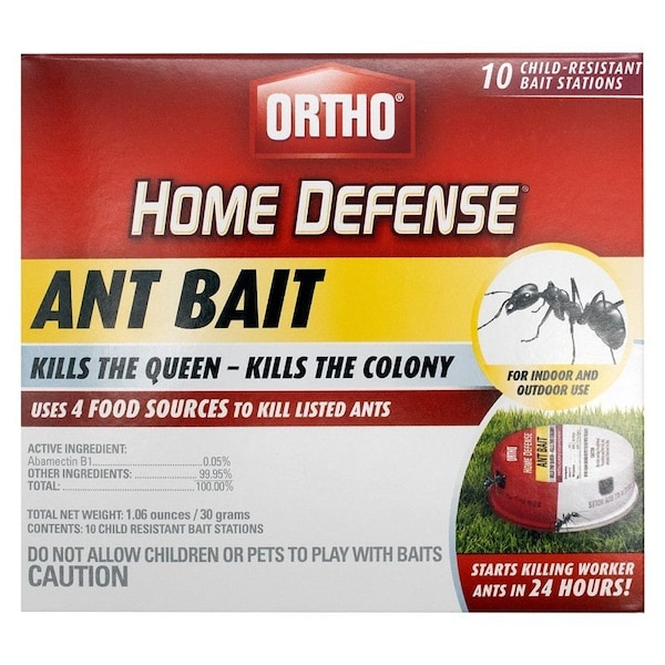 Ortho Home Defense Ant Bait Station, 4.32 in L, 2.2 in W, 3.82 in H, 1.06 oz Bait, Metal, Red/White, 10PK OHD-MAT10 - main