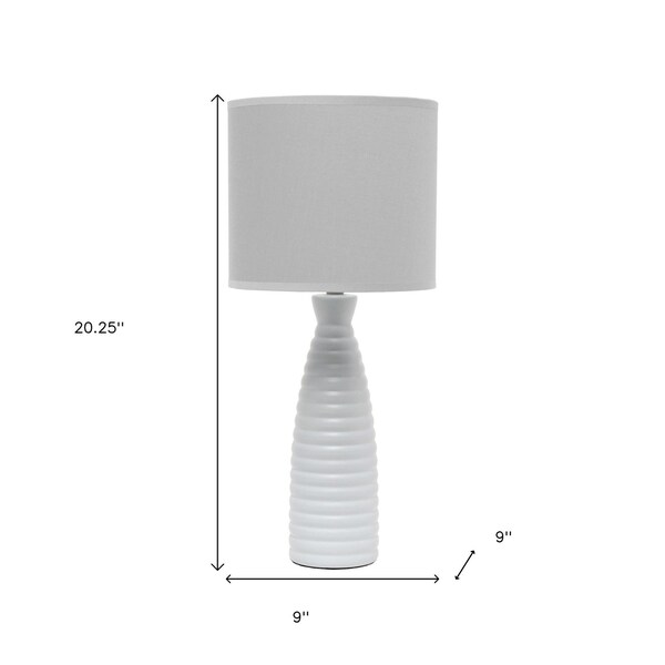 Homeroots 20" Gray Ceramic Round Table Lamp With Gray Drum Shade 643434 - main
