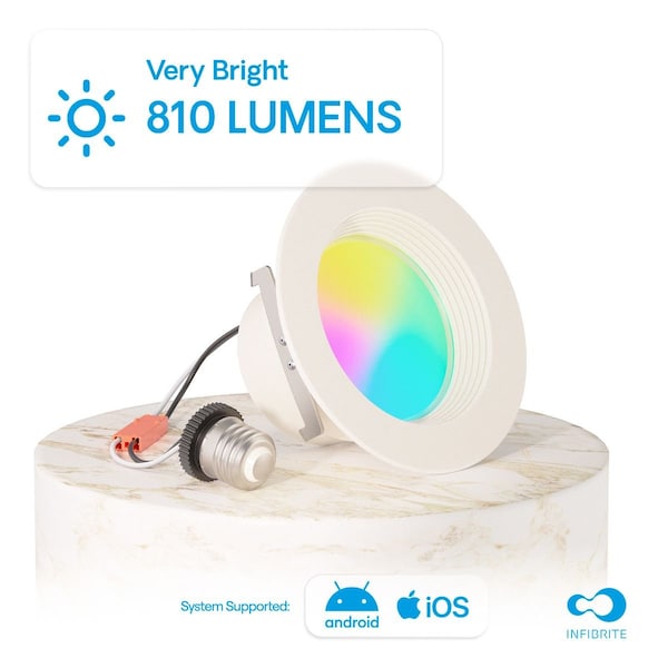 Infibrite 4 In. WiFi Smart 9W 810LM Recessed Retrofit LED Downlight Kit, Alexa/Google, Wet Rated IB-003-1-9W-WH - main