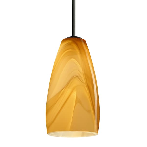 Besa Lighting Besa Chrissy Pendant, Honey, Black Finish, 1x 9W LED 1BT-1509HN-LED-BK - main