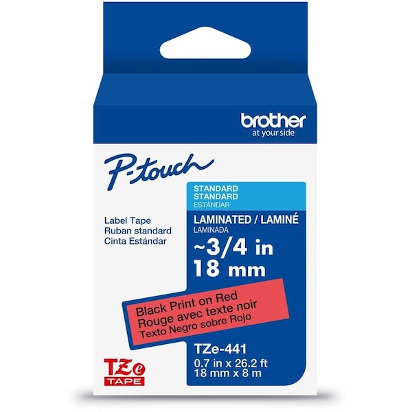 Brother Label/Ribbon Cartridge, Red, Gloss, 3/4 in W TZE441G - main