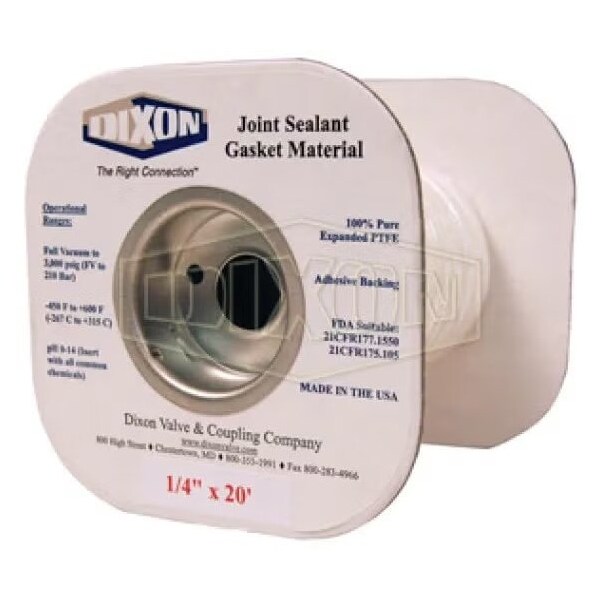 Dixon The Right Connection Joint Sealant Tape with Adhesive Backing, 50 ft L x 1/4 in W, 3000 psi, PTFE, LCJS4-50 - main