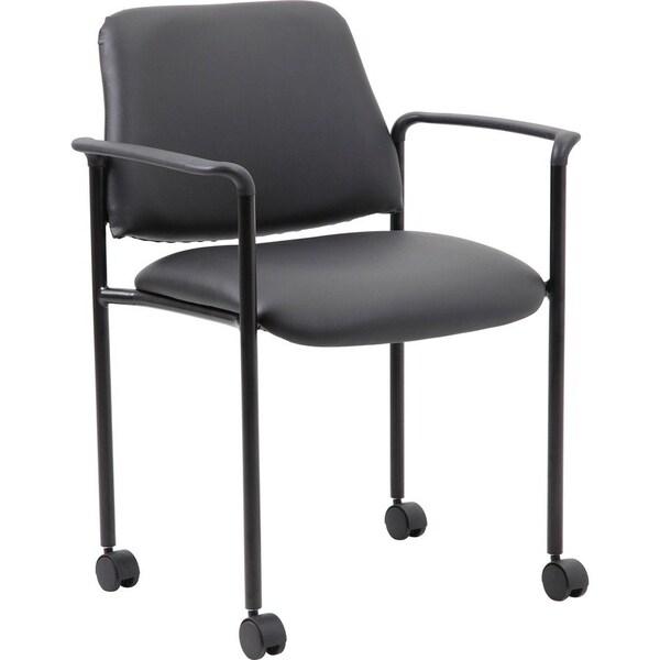 Boss Square Back Diamond Stacking Chair with Arm In Black Caressoft B9503R-CS - main