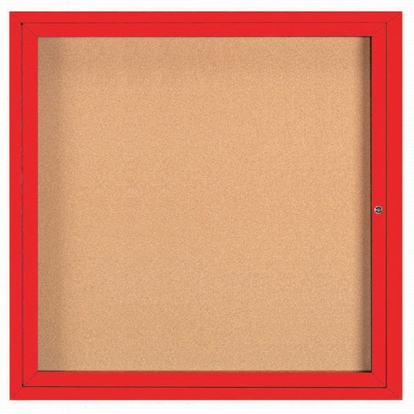 Aarco Illuminated Enclosed Bulletin Board w/ Red Powder Coated Al Frame, 36''Hx36''W DCC3636RIR - main
