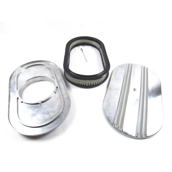 Bous Performance 15 in. Oval Half Finned Air Cleaner with Element, Polished - BPE-1105 E40042P - main