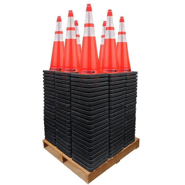 Traffic Kontrol 28in Traffic Safety Cone, 10Lbs, Orange, 6in+4in Hi Intensity Reflective Collars, 225PK TKTC-28-10-OR-2C-225 - main
