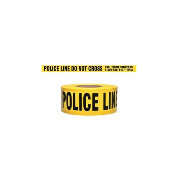 Presco Barricade Tape, 3 in x 1000 ft, 2.5 mil, Yellow, POLICE LINE DO NOT CROSS, 8PK 764-B31022Y11 - main