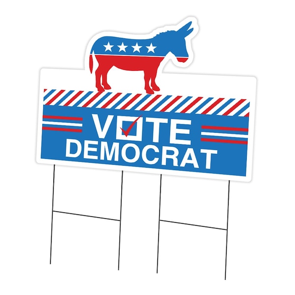Signmission Vote Democrat Die Cut Yard Sign & Stake outdoor plastic coroplast window, C-DC-2436-DS-Vote Democrat C-DC-2436-DS-Vote Democrat - main