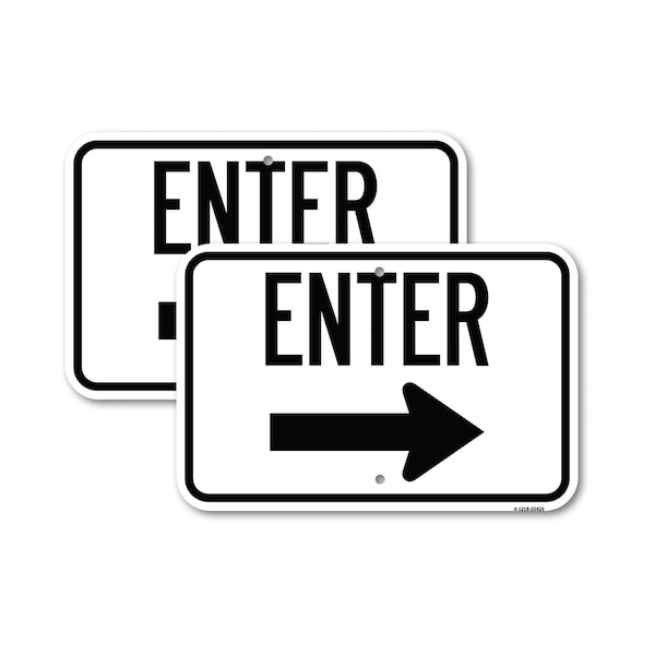 Signmission Parking Lot Sign Enter Sign Right Arrow, 12'' X 18'' 2 Signs, Heavy Gauge Aluminum, 2PK A-1218-2PACK-23426 - main
