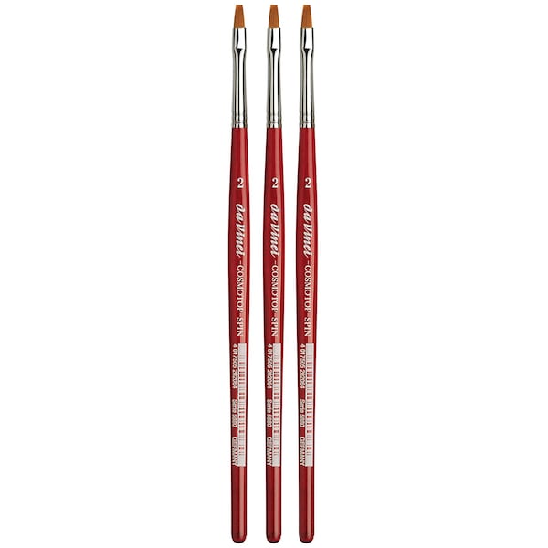 Da Vinci COSMOTOP-SPIN Silk painting Brush, Synthetic, Watercolor, Flat, Size 2, 3PK VA-5880_2 - main