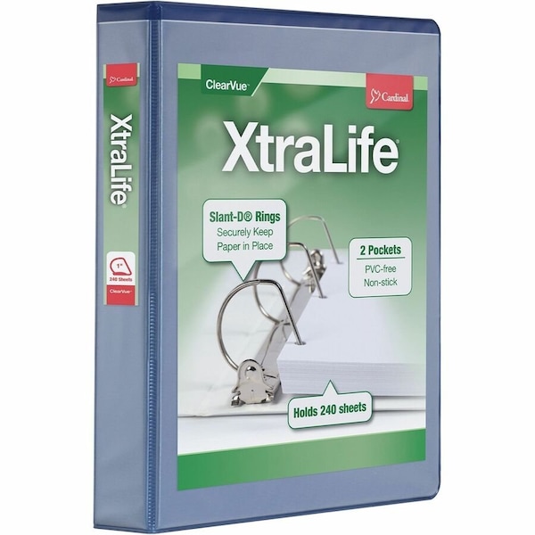 Cardinal Xtralife ClearVue Locking SlantD Binders, Blue CRD26312 - main