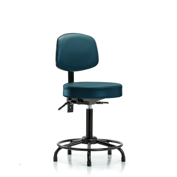 Blue Ridge Ergonomics Vinyl Stool, Back, Med Bench, Round Tube Base, Tilt, Glides, Royal BR-VMBST-RT-T1-RG-8801 - main