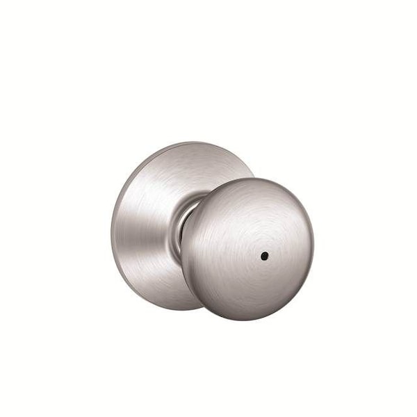 Schlage Residential Plymouth Knob Privacy Lock with 16080 Latch and 10027 Strike Satin Chrome by Bright Chrome Finish F40PLY626625 - main