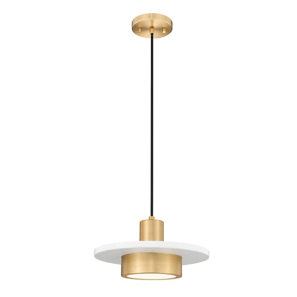 Z-Lite Ludo Matte White + Modern Gold 1 Light Pendant 829P12-MW-MGLD-LED - main