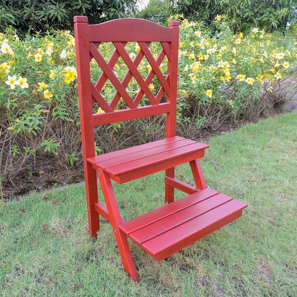 International Caravan Royal Fiji Acacia 2-Tier Trelis Plant Stand, Barn Red TT-FB-015-AC-BRD - main