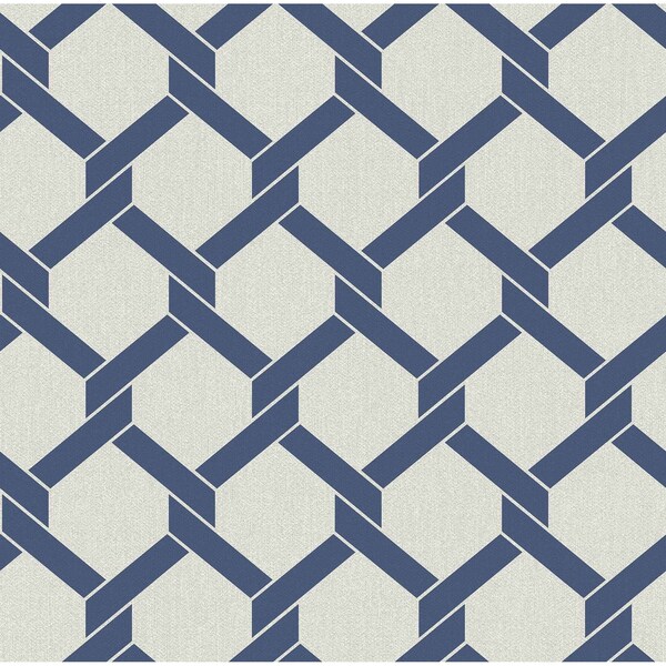 A-Street Prints Payton Blue Hexagon Trellis Wallpaper 2971-86308 - main