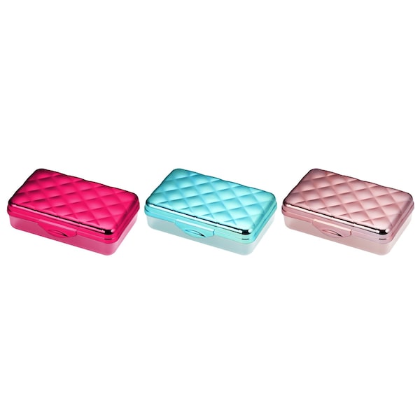 Its Academic Metallic Pencil Case Box, Hard Plastic, Stylish Quilted-Pattern Lid, 3-Pack 23130-3PK21-DM - main