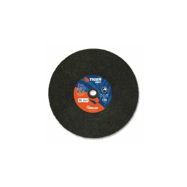 Weiler Tiger Snagging Wheel, 8 in dia x 1 in Thick x 5/8 in Arbor, 16 Grit, Zirconia Alumina, Type 1, 5, 5PK 804-68347 - main