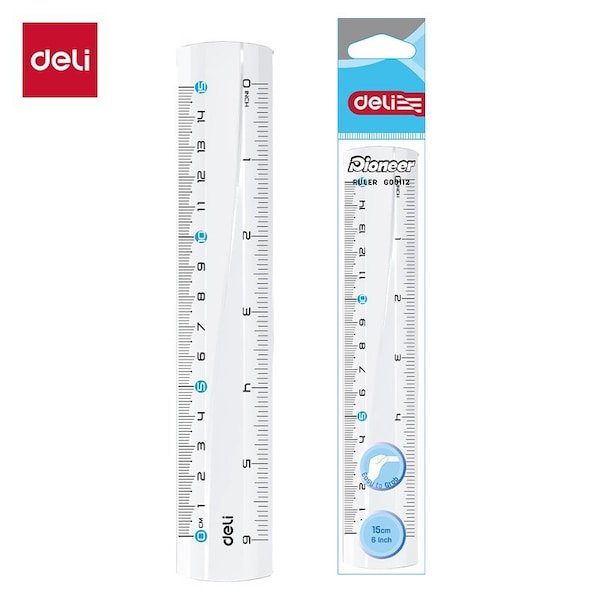Deli Clear Ruler 15cm/6in, Dual Metric & Inch, Easy-Read, 30PK EG00112 - main
