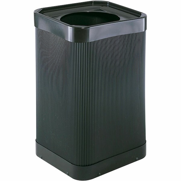 Safco At-Your-Disposal 38 gal Square Outdoor Can, Black, Top Hole, HDPE, 18 in 9790BL - main