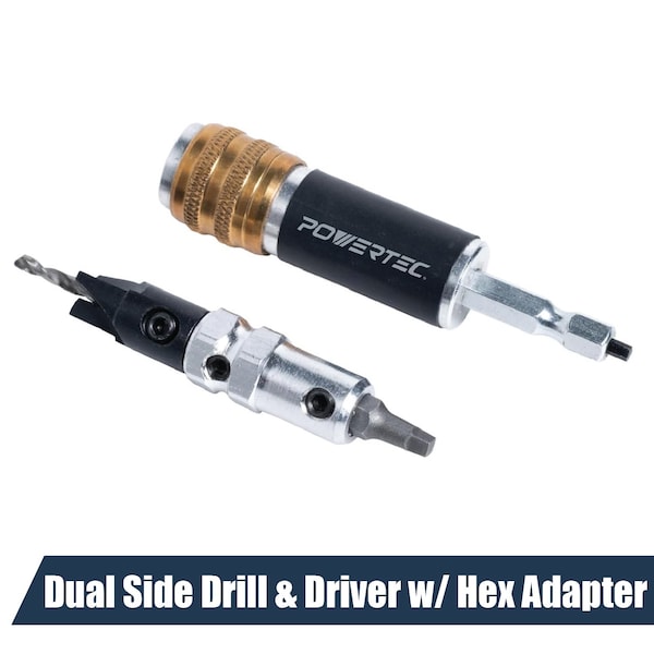 Powertec Dual Side Drill & Driver Bit with 1/4 in. Hex Shank Adapter, for Drilling Pilot Holes & Counterbores 72293 - main