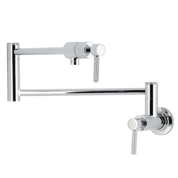 Kingston Brass Wall Mount Pot Filler Faucet with Knurled Handle, Polished Chrome KS4101KNL - main