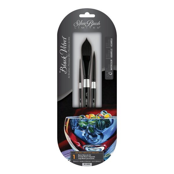 Silver Brush Black Velvet Watercolor Brushes, 3-Piece Set WC-3000S - main