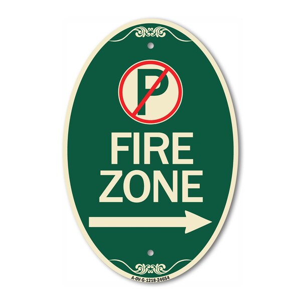 Signmission No Parking Symbol and Right Arrow, 12 Inch X 18 Inch Architectural Oval, Heavy Gauge Aluminum A-OV-G-1218-24654 - main