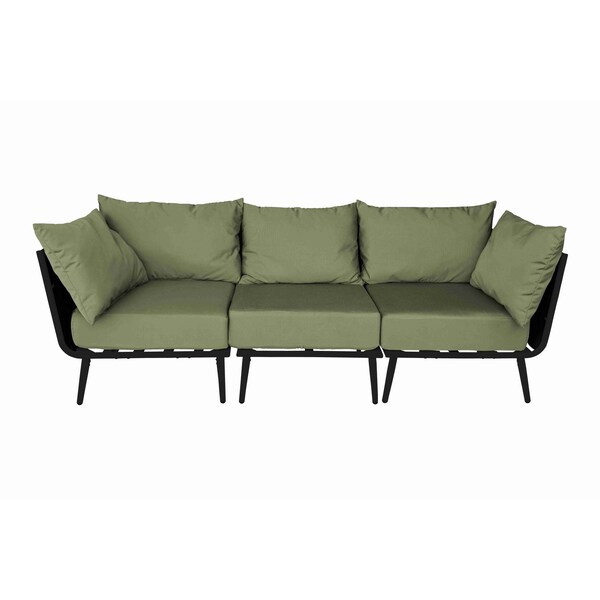 Bfm Seating Cayman Sofa- Black flat rope, Black powder coat aluminum, ganging bracket PHPBLBL-5487 - main