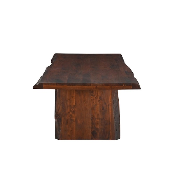 Homeroots 84" Dark Brown Solid Wood Removable Leaf Double Pedestal Base Dining Table 554342 - main