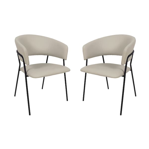 Manhattan Comfort Slate Contemporary Modern Vegan Leather Metal Armchair in Stone Gray - Set of 2 DC1531-1 - main