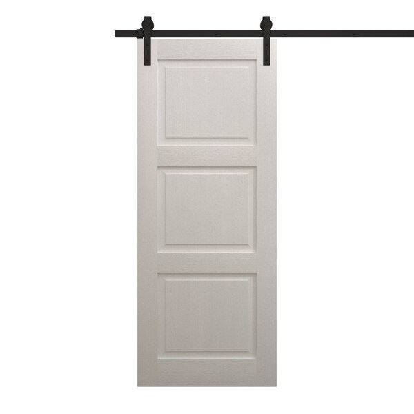 Sartodoors Modern Barn Door 36 x 80 inches, Ego 5010 Painted White Oak, 6.6FT Rail Track Heavy Hardware Set , EGO5010BD-B-PWO-36 - main