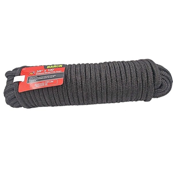 Baron Rope, 3/8 in Dia, 100 ft L, 133 lb Working Load, Polypropylene, Black 29878 - main