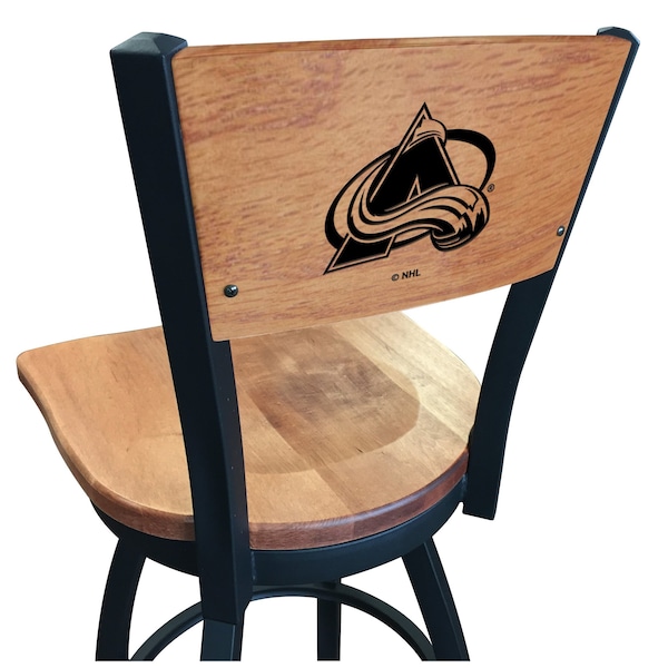 Holland Bar Stool Co 36" Blk Wrinkle Colorado Avalanche Swivel Bar Stool, Engraved Back L03836BWMedMplAColAvaMedMpl - main