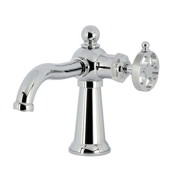 Kingston Brass One-Handle Single-Hole Bathroom Faucet with Knurled Handle and Push Pop-Up Drain, Polished Chrome KS3541RKZ - main