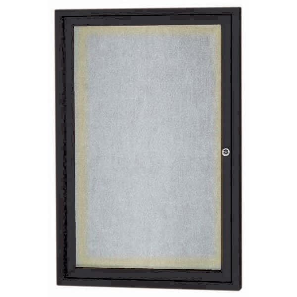 Aarco Outdoor Illuminated Enclosed Bulletin Board w/ Al Frame, Powder Coated Black, 36''Hx24''W ODCC3624RIBK - main