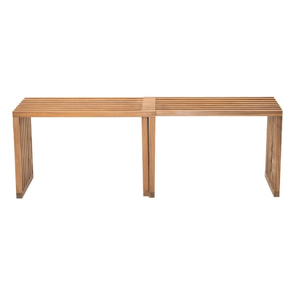 Homeroots 54in Natural Solid Wood Extendable Indoor Outdoor Bench 668842 - main
