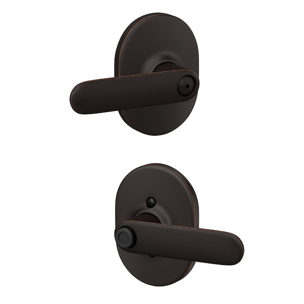 Schlage Residential Davlin Lever with Remsen Rose Privacy Lock with 16080 Latch and 10027 Strike Aged Bronze Finish F40DAV716RMN - main