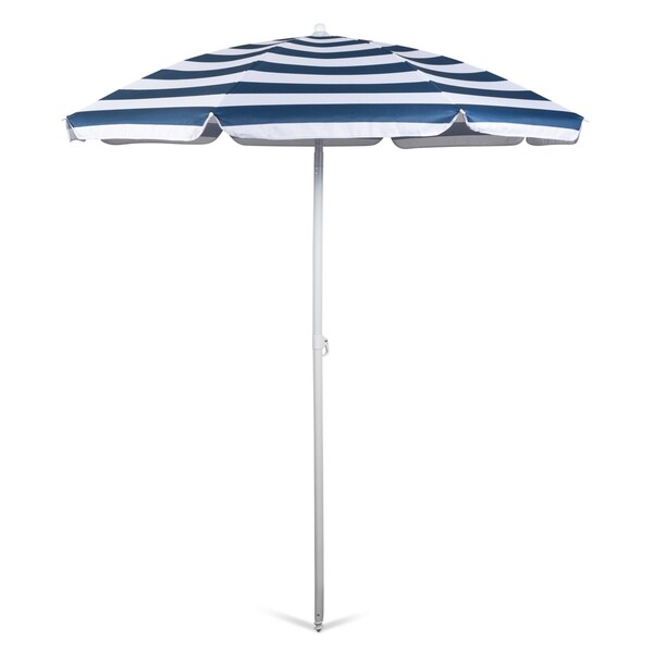 Picnic Time Family Of Brands 5.5 Ft. Portable Beach Umbrella, Blue & White Stripe 822-00-334-000-0 - main