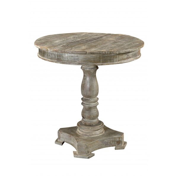 Homeroots 30" Gray Rounded Solid Wood Pedestal Base Dining Table 488594 - main