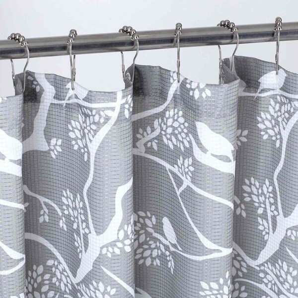 Homeroots 72" Gray And White Bird Shower Curtain 484088 - main
