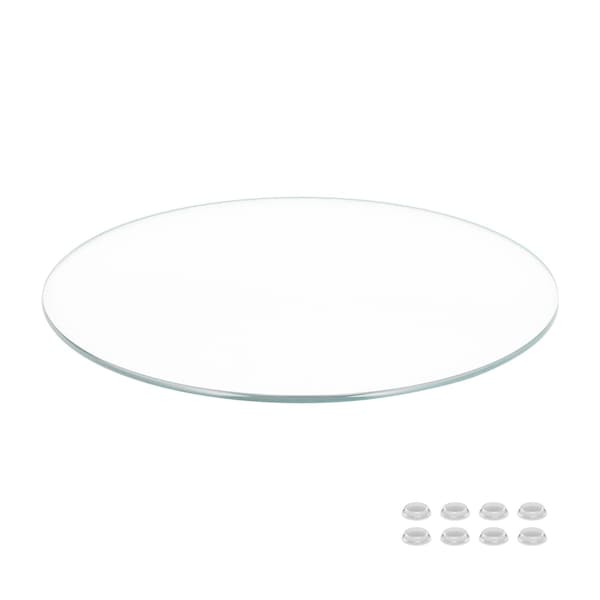 Fab Glass And Mirror 48in Round Ultra Clear Glass Table Top, Pencil Edge, Low Iron Extra Clear Tempered Glass 1/2 LI-48RT12THPE - main
