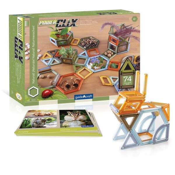 Guidecraft PowerClix® Frames, Natural, Magnetic Building Set, 75 Pieces G9204 - main